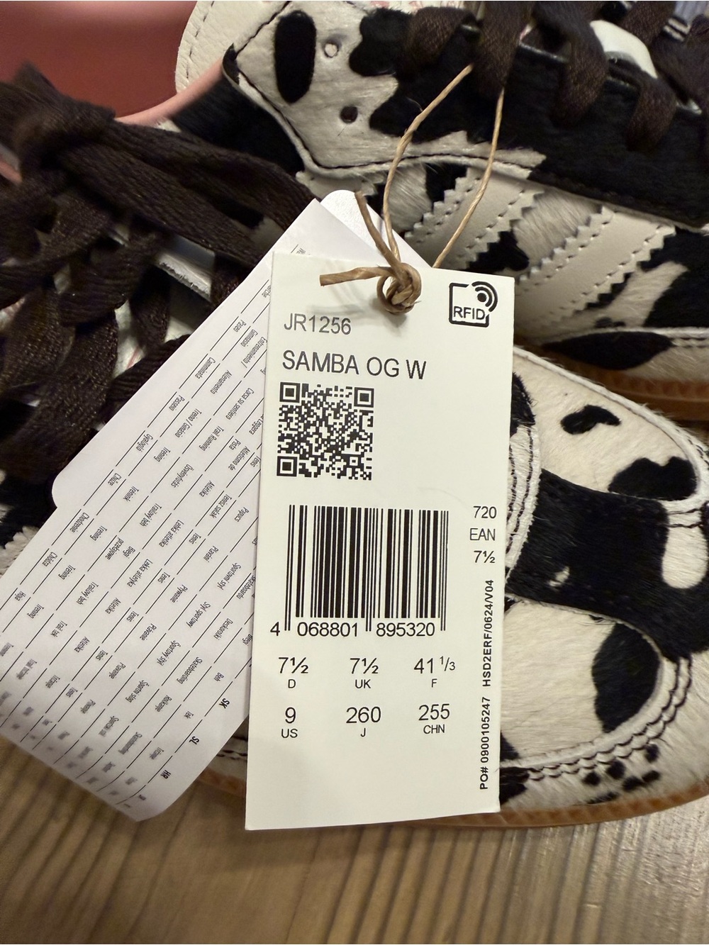 adidas Samba OG W Black & White Cow-Print Sneakers
